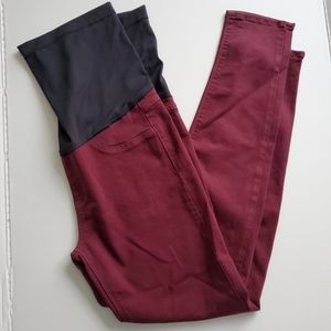 JUST BLACK Burgundy Maternity Elastic Skinny Jeans